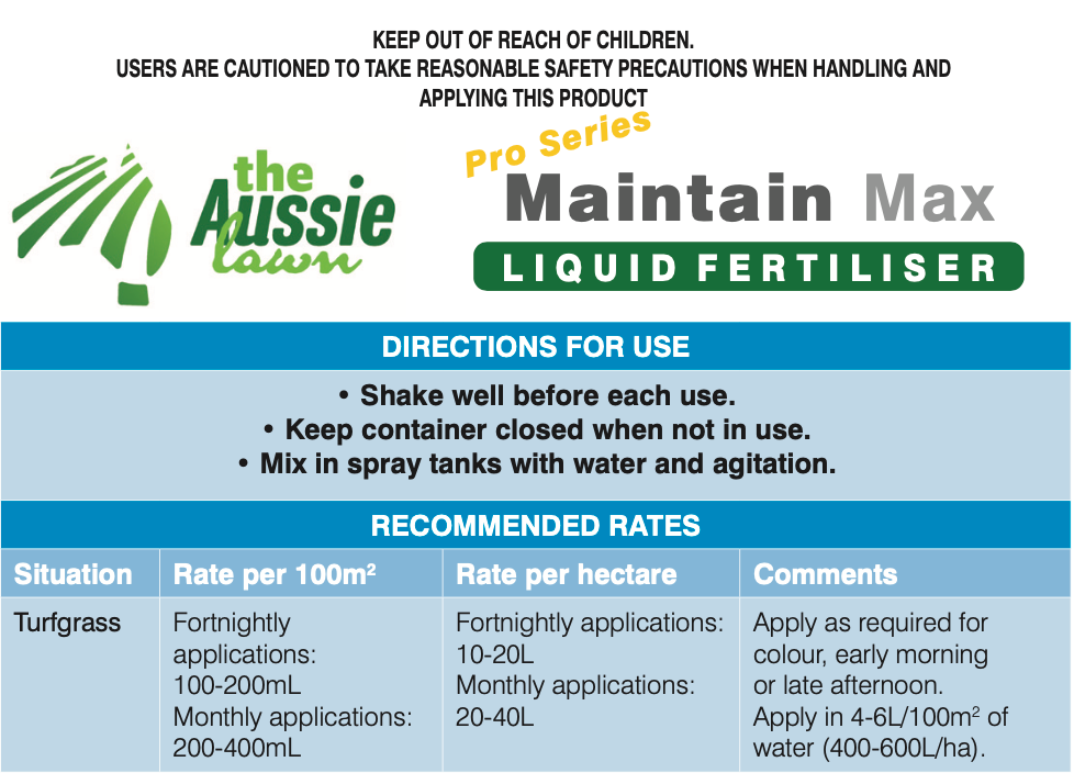 The Aussie Lawn Pro Series Maintain Max 12-0-20+FE